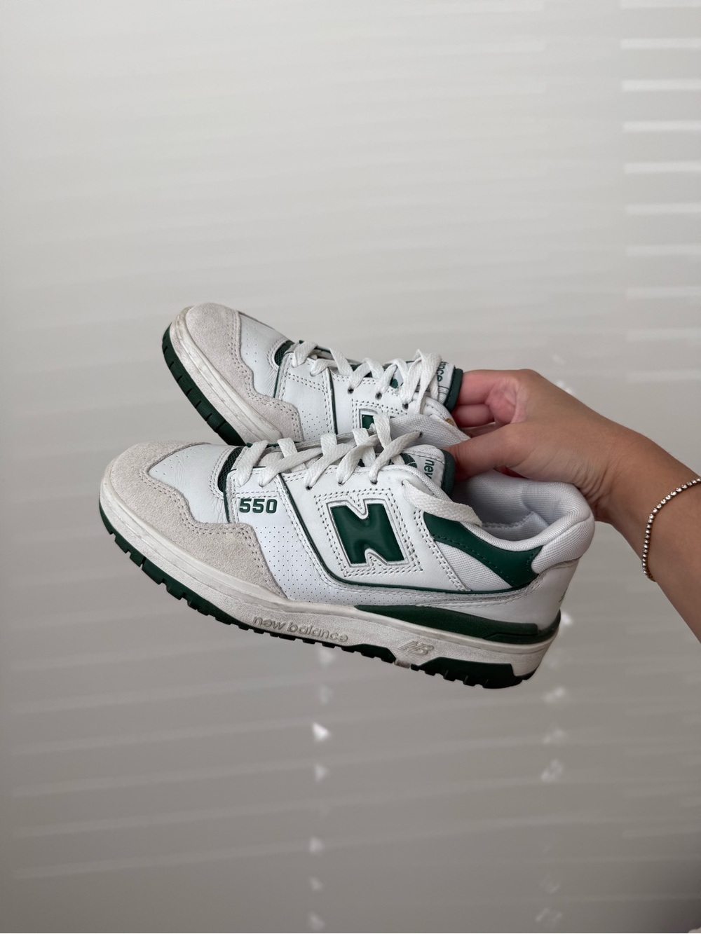 New Balance 550 Sneakers in White and Green
